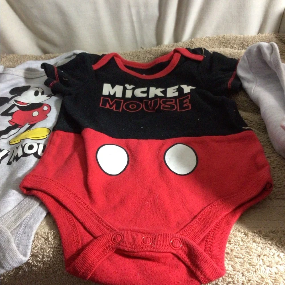 Disney Mickey Mouse Bodysuit Trio — Gray, Black, Red